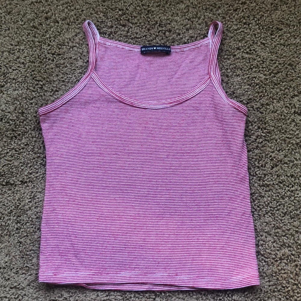 brandy melville red & white tank top